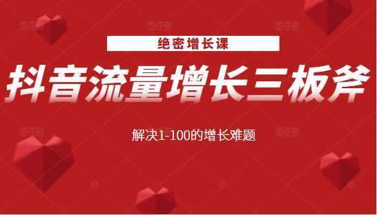 绝密增长课:抖音流量增长三板斧,解决1-100的增长难题-课程网